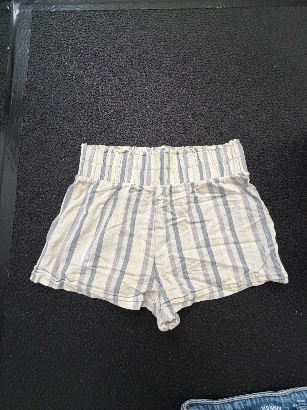 Forever 21 Blue and White High-Waist Striped Shorts